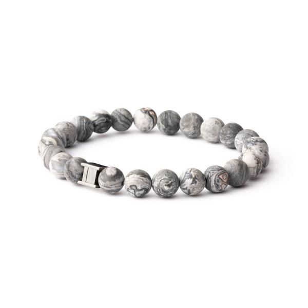 Armband mit 8 mm mattem Jaspis-Stein - Alpha Mat Grey